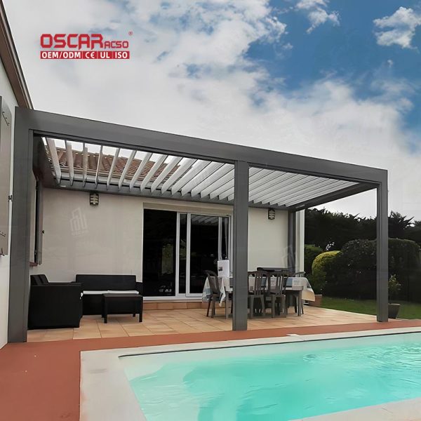 Friendly Sustainable Waterproof Customized Smart Motorized Aluminium Outdoor Gazebo Courtyard Garden Patio Retractable Pergola