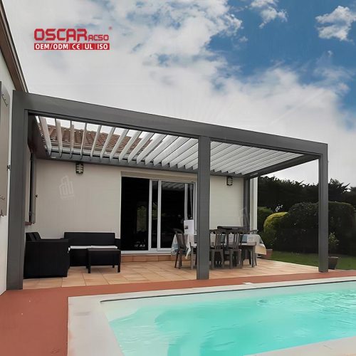 Modern Design Rainproof Outdoor Aluminum Louvered Sun Shelter Garden Patio Balcony Retractable Pergola