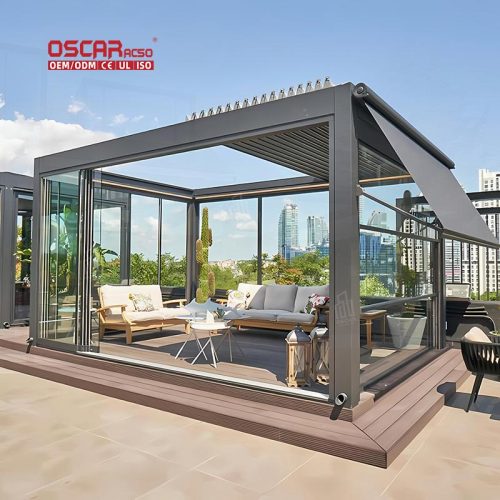 3Mx4M Sustainable Waterproof Aluminum Pergola Gazebo with Adjustable Louvre Roof Garden Patio Backyard Retractable Pergola
