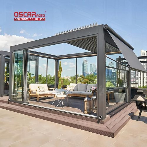 Hot Sale Waterproof Retractable Louvered Canopy Backyard Patio Garden Outdoor Retractable Pergola