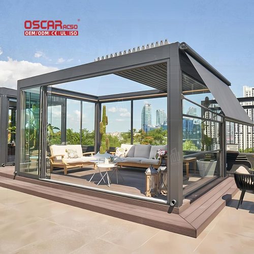 Motorized Louvre Outdoor Canopy Garden Patio and Backyard Electric Aluminium Shutter Pergola Retractable Pergola