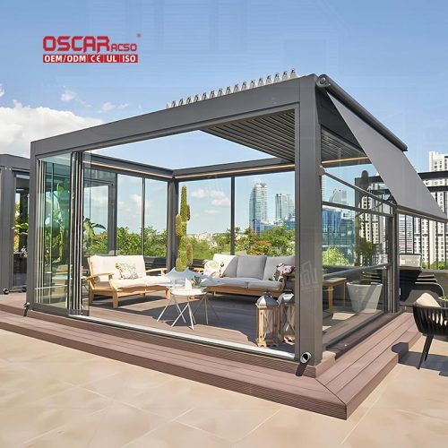 Customized Remote - Controlled Waterproof Aluminium Canopy Pavilion Garden Patio Backyard Retractable Pergola