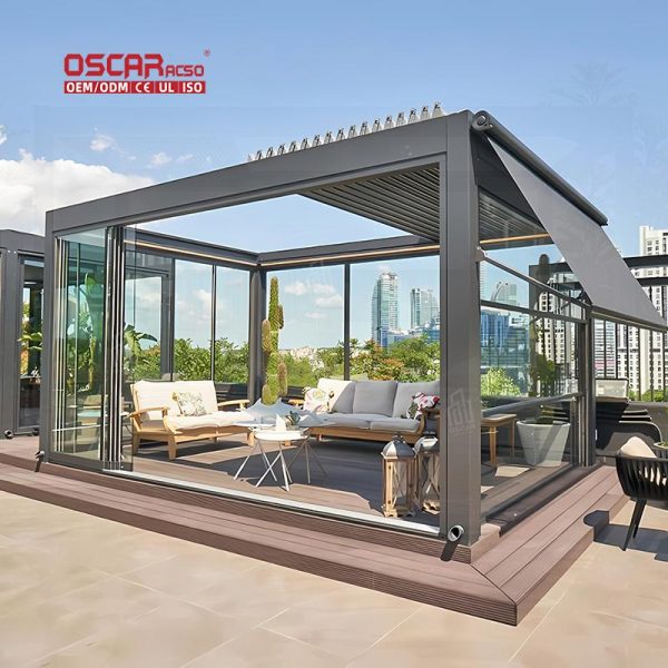 Customizable Waterproof Aluminium Louvered Outdoor Arches Garden Patio Balcony Retractable Pergola