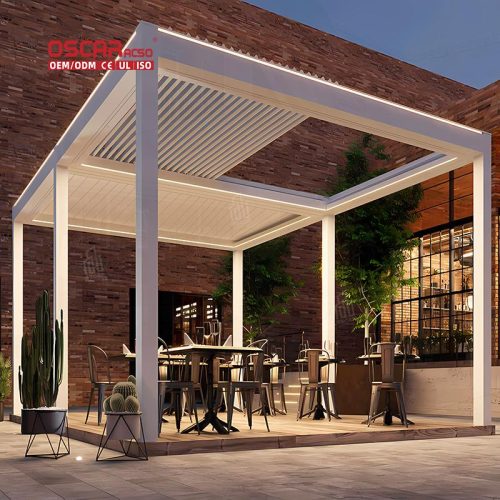 Easily Assembled Luxury Aluminum Louver Roof Pergola Metal Covers with Curtain Garden Patio Backyard Retractable Pergola