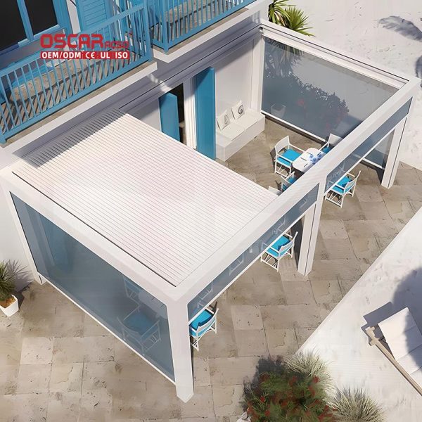 Louvered Outdoor Gazebo Modern Gardens Electric Function Ideal Backyards Patios and Poolside Areas Retractable Pergola