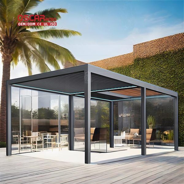 2021 Outdoor Drop Screen Pergola Uv – Resistant Privacy – Providing Ideal Garden Patio Backyard Retractable Pergola