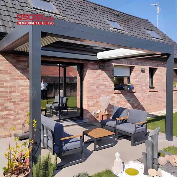 5X5 Louvered Outdoor Shading Structure Garden Patio Backyard Retractable Pergola