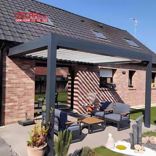 3X4M Outdoor Aluminium Pergola with Waterproof Roof Luxury Modern Garden Patio Backyard Retractable Pergola
