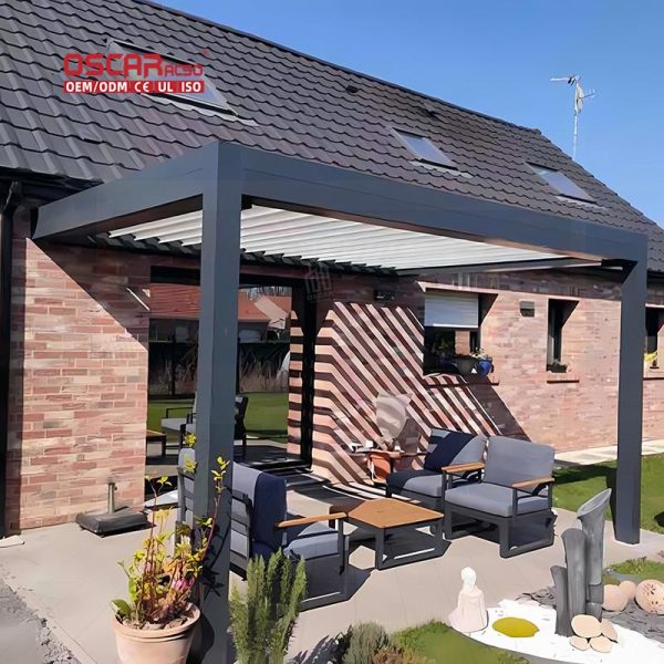 12X16 Motorized Pergola Roof Cover Outdoor Patio Garden Balcony Shade Protection Retractable Pergola