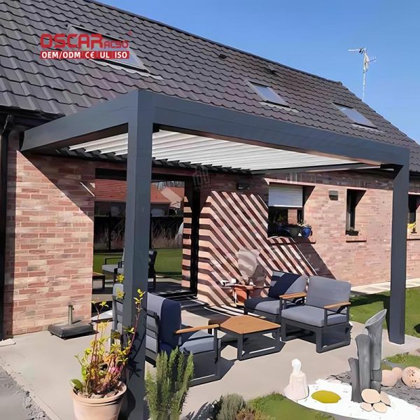 12X16 Motorized Adjustable Pergola Roof Cover Garden Patio Backyard Retractable Pergola