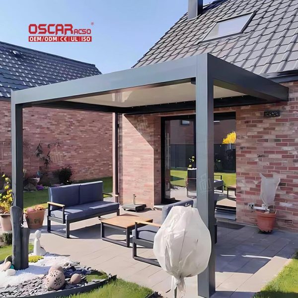 Ecofriendly Waterproof Motorized Heavyduty Commercial Patio Pergola Backyard Garden Poolside Retractable Pergola
