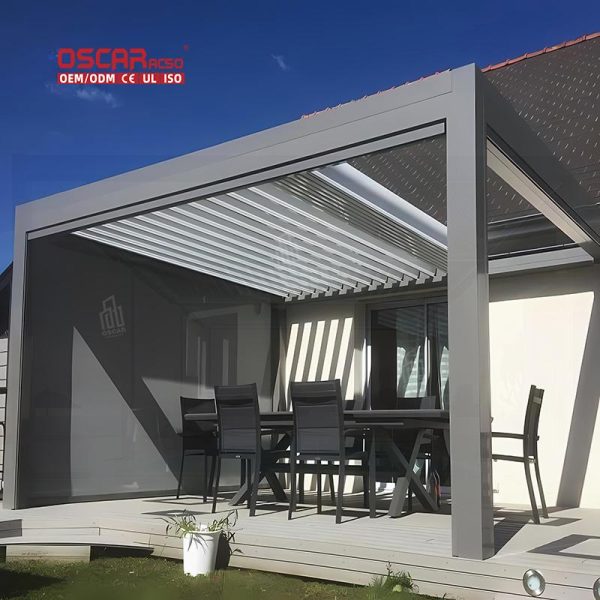Bioclimatic Waterproof Outdoor Aluminium Louvered Structure Sale in Gardens Patios Backyards Retractable Pergola
