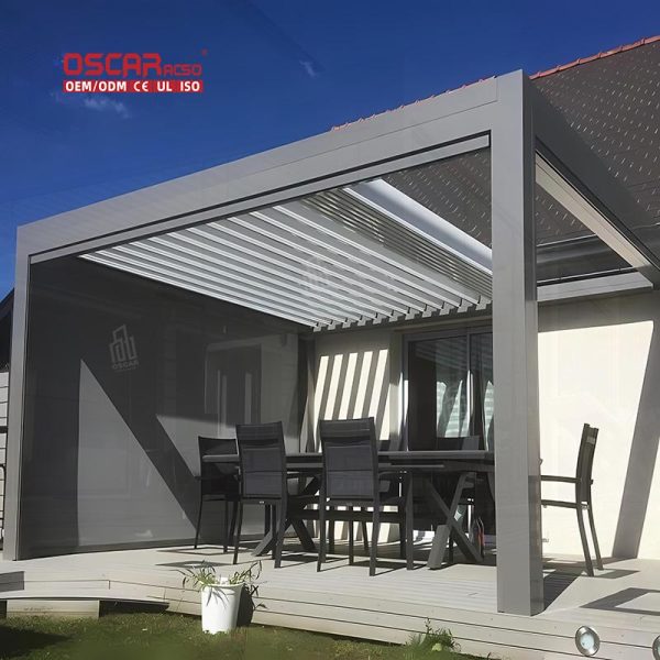 High Quality Aluminium Frames 10M Outdoor Shading Structure with Drop Sides Garden Patio Backyard Retractable Pergola