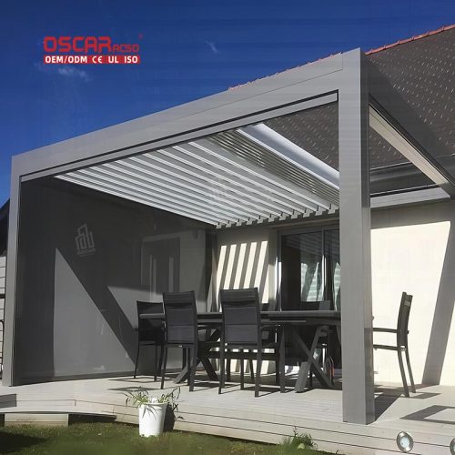 Motorized Waterproof Aluminum Louvered Roof Outdoor Patio Garden Backyard Pergola Kits Retractable Pergola