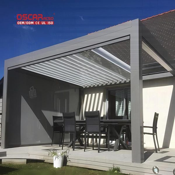 Motorized Waterproof Aluminum Louvered Roof Outdoor Patio Garden Backyard Pergola Kits Retractable Pergola