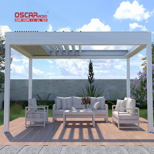 Adjustable Rainproof Outdoor Aluminum Louver Pergola Garden Patio Backyard Retractable Pergola