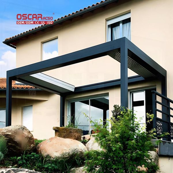 Rainproof Motorized Aluminium Louvre Roof Garden Deck Pergola Outdoor Patio Balcony Retractable Pergola