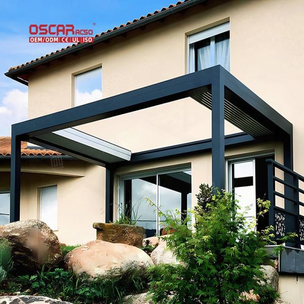 Outdoor Aluminum Pergola with Waterproof Roof and Opening Blinds Ideal Garden Terrace Patio Retractable Pergola