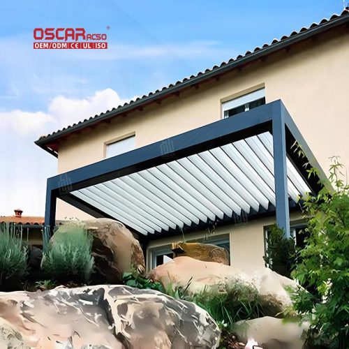High Quality Adjustable Ventilation 8X3M 8X8M 16X22 Louvered Stylish Outdoor Patio Backyard Garden Pergola Retractable Pergola