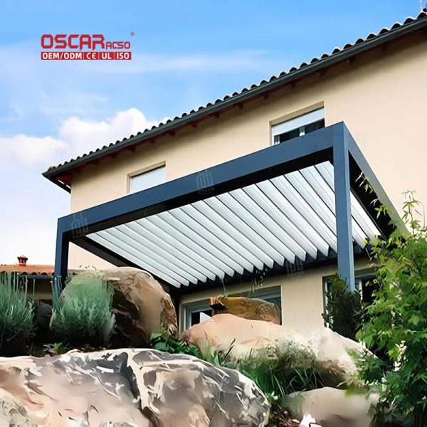 Outdoor Patio Sunshade Aluminiom Gazebo with Shutter Garden Terrace Balcony Shade and Shelter Retractable Pergola