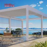 Canopy Outdoor Garden Pavilion and Gazebo with Electric Shutter Function Ideal Patio Lawn and Backyard Retractable Pergola