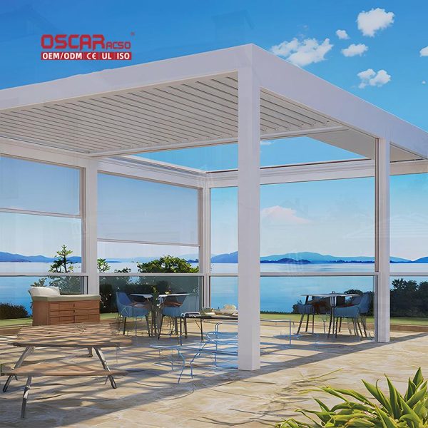 Wholesale Aluminum Profiles Pergolas Motorized Retractable Slatted Roof Awning Garden Patio Backyard Retractable Pergola