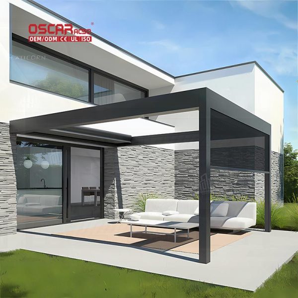 High Quality Manual Aluminium Pergola Parts Backyard Patio Garden European Style Outdoor Shading Structure Retractable Pergola