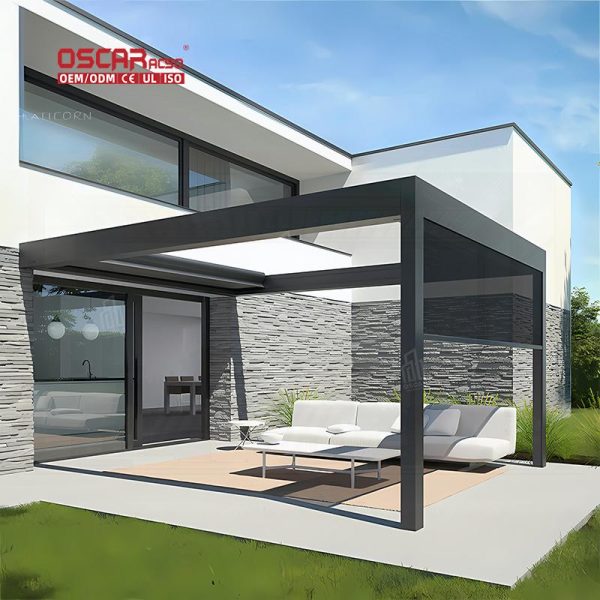 2021 Drop Screen Curtain Pergola Uv – Blocking Breathable Outdoor Patio Garden Pergola Decor Retractable Pergola