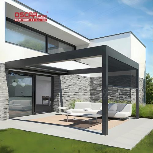 Waterproof Outdoor Aluminium Louver Roof System Kits Garden Bioclimatic Pergola in European Areas Retractable Pergola