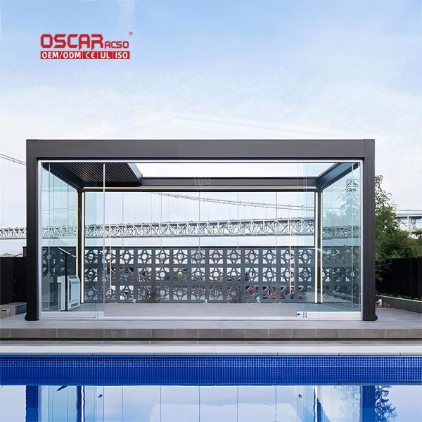 3*4M Luxury Motorised Aluminum Patio Roof Garden Gazebo Outdoor Patio Backyard Use Retractable Pergola
