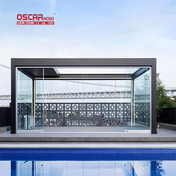 Control Outdoor Waterproof Aluminum Pergola with Zip Screen Blinds Eco  Friendly Garden Patio Backyard Retractable Pergola