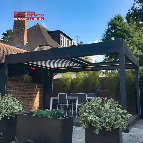 Modern Design Sun Shading Rainproof Outdoor Aluminum Louvered Canopy Garden Patio Balcony Retractable Pergola