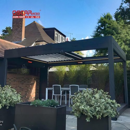 Hot Sale Waterproof Retractable Aluminum Louvered Roof Structure Backyard Patio Garden Retractable Pergola