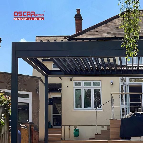 Automatic Bioclimatic Outdoor Aluminium Patio Arches with Opening Louvred Roof Garden Terrace Balcony Retractable Pergola