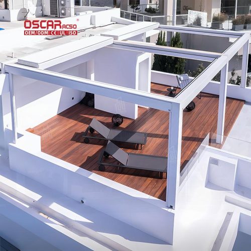 Automatic Opening Louvred Roof Outdoor Patio Arches Bioclimatic Aluminium Structure Garden Terrace Balcony Retractable Pergola
