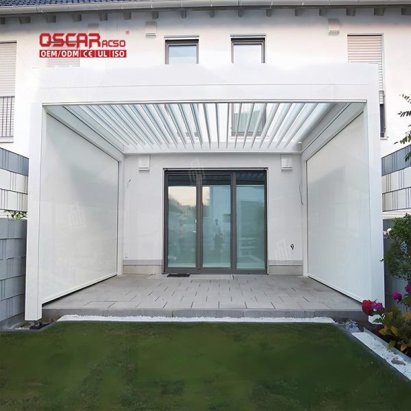 Outdoor Garden Waterproof Motorized Aluminum Sun Cover Patio Backyard Balcony Shade Structure Retractable Pergola