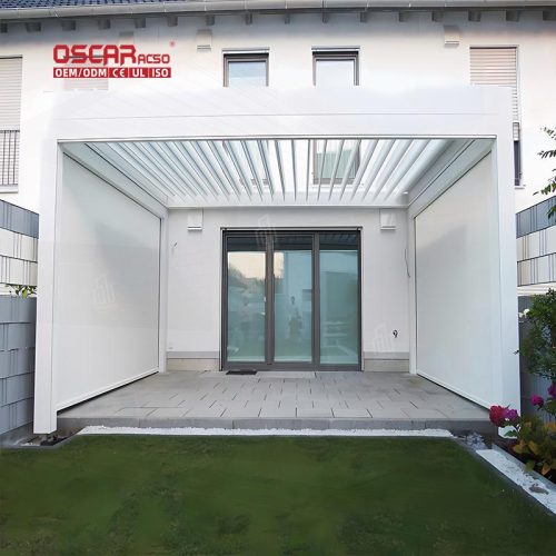 Modern Bioclimatic Waterproof Outdoor Aluminum Electric Awning Cover Louver Roof Garden Patio Balcony Retractable Pergola