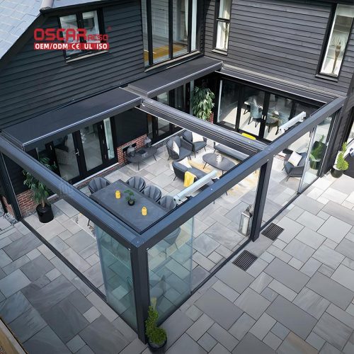 Modern Adjustable Waterproof Motorized Prefab Structure Garden Patio Backyard Outdoor Living Space Retractable Pergola