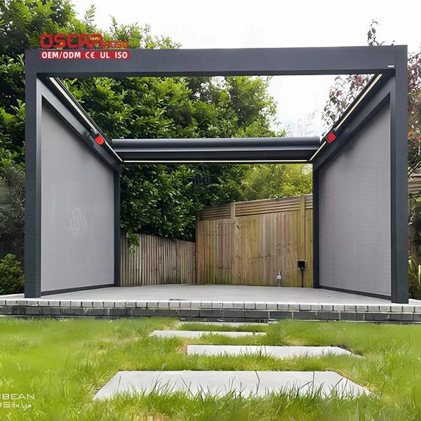 Waterproof Modern Aluminum Outdoor Pergola Gazebo Garden Patio Backyard Bioclimatic Structure Shelter Retractable Pergola
