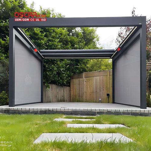 Aluminium Bioclimatic Pergola Closed Aluminum Gazebo Outdoor Patio Garden Poolside with Led or Side Screen Retractable Pergola
