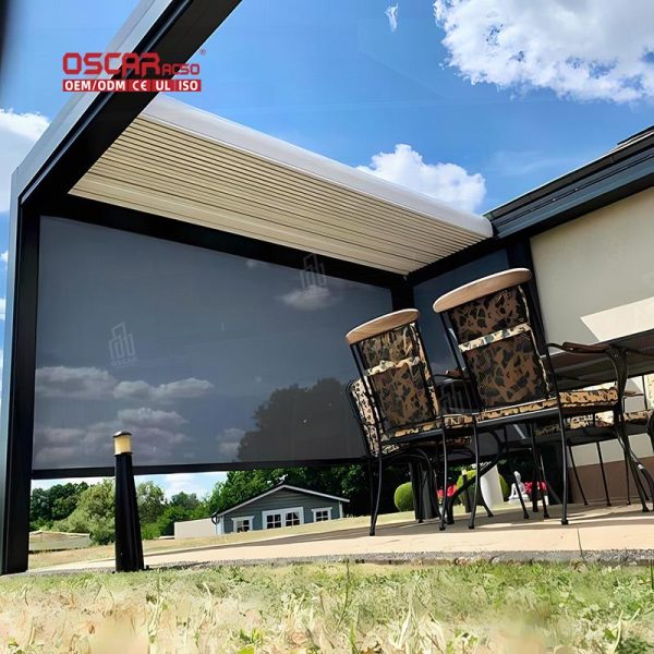 Aluminum Gazebo with Opening Roof and Led Garden Patio Backyard Modern Stylish Structure Outdoor Shelter Retractable Pergola