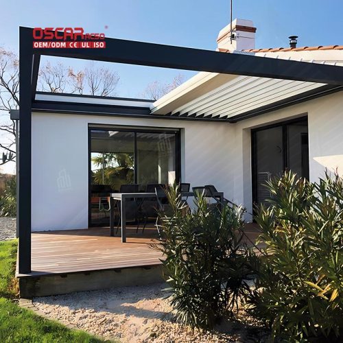 Motorized Control Open Louvered Aluminum Outdoor Terrace Sustainable Pergola Kits Garden Patio Backyard Retractable Pergola