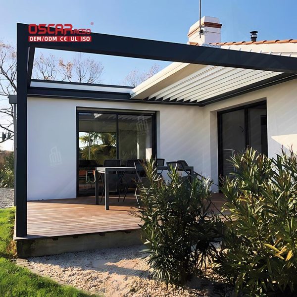 Motorized Control Open Louvered Aluminum Outdoor Terrace Sustainable Pergola Kits Garden Patio Backyard Retractable Pergola
