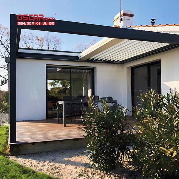 Waterproof Louvered Outdoor Patio Aluminum Metal Frame Pergola Garden Backyard Poolside Retractable Pergola