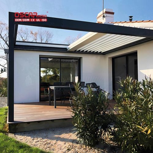 Motorised Adjustable Louvered Roof Garden Patio and Poolside Aluminium Bioclimatic Outdoor Structure Retractable Pergola