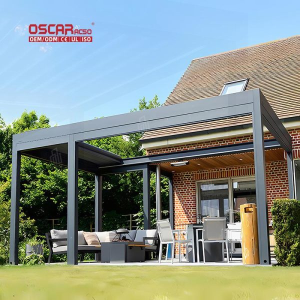 4X3 3X3M Bioclimatic Biomecanic Aluminium Outdoor Patio Garden Pergola For Leisure Relaxation Activities Retractable Pergola