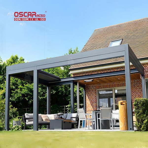 Wholesale Modern Outdoor Bioclimatic Louvre System 5X3 4X3 6X4 Aluminium Pergola Garden Patio Terrace Retractable Pergola