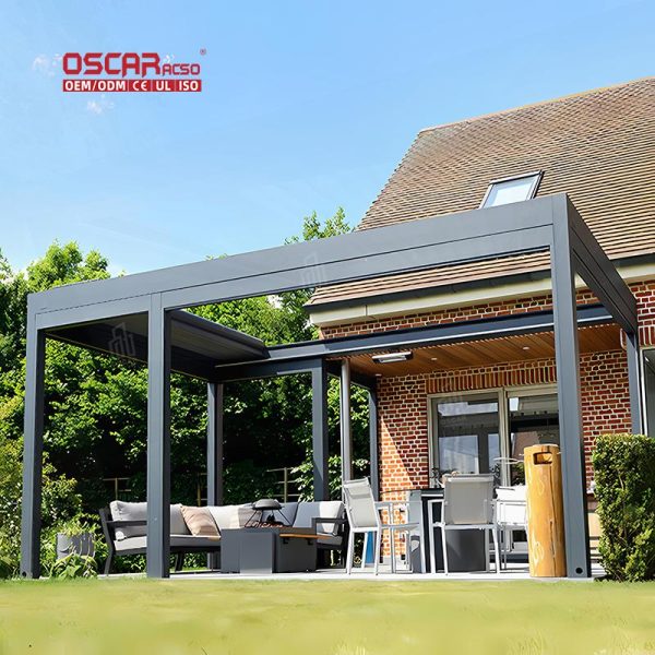 Roof System Kits Electric Adjustable Bioclimatic Outdoor Patio Garden Pergola Poolside Balcony Backyard Retractable Pergola