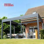 Remote  Controlled Electric Opening Louvered Roof Garden Patio and Poolside Outdoor Shading Solution Retractable Pergola