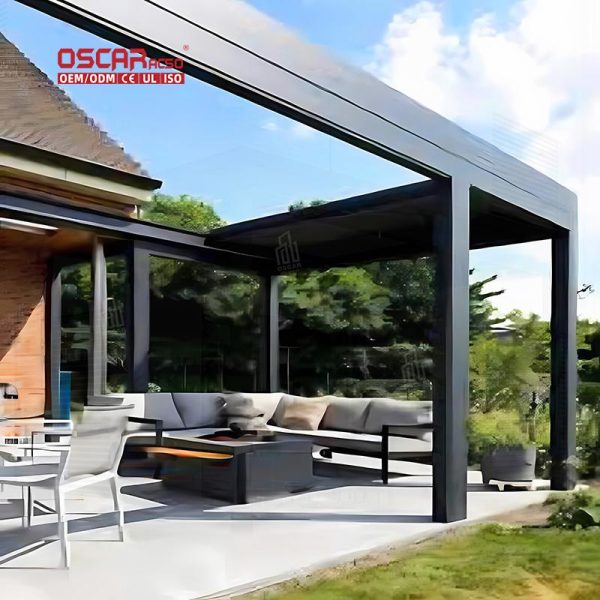 Aluminum Outdoor Pergola with Opening Roof Garden Bbq and Patio European Style Metal Sunshade Structure Retractable Pergola